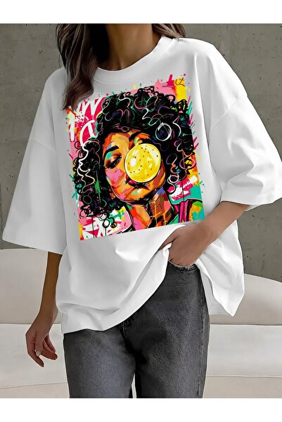 Generic Brand Colorful Pop Art Girl Blowing Bubble Gum,premium cotton,100% co...