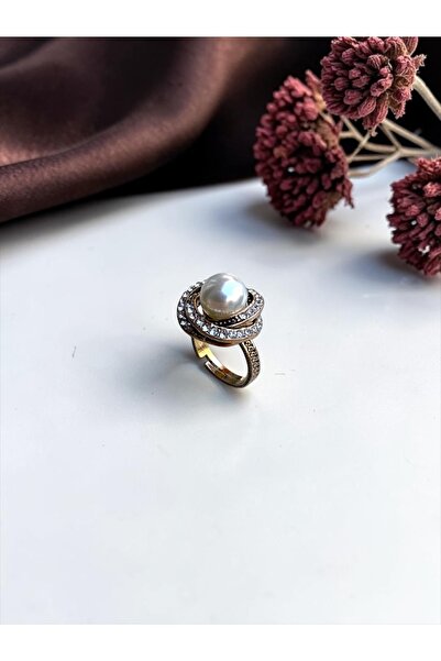 FAYRA ACCESSORIES Zirkon Taşlı Ayarlanabilir Sarmal İnci Yüzük