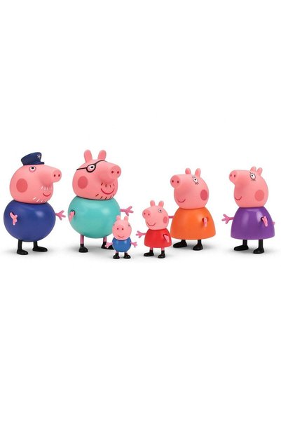 REZZOSS Peppa Pig Family Toy Set of 6 for Kids - Toy Set for Children Piggy Family, Daddy Pig, Mummy Pig, Grandpa & Granny and Baby Piggies | Soft Rubber Cartoon Pig Playset for Kids | Pig Toys Gift f