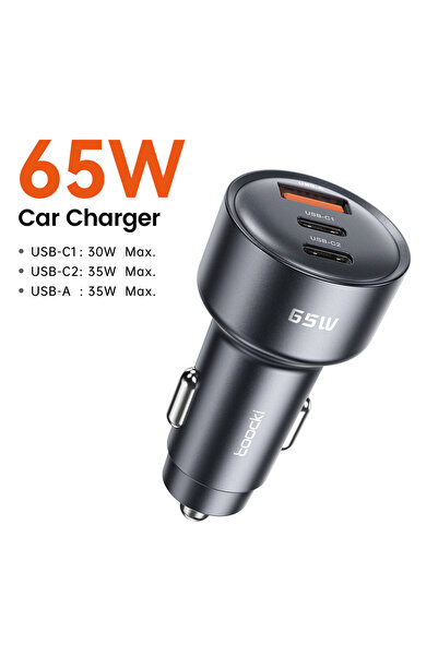 Choice1 toocki Silver gray Toocki 65W USB C Car Charger 3 Ports Type C Fast C...
