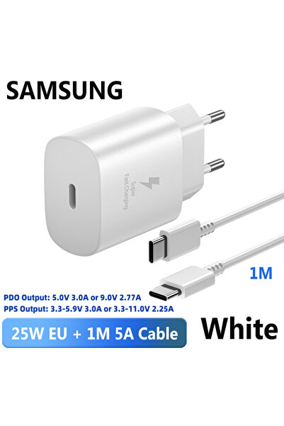 Choice1 SAMSUNG White EU add 1m 25W Charger Super Fast Charge Adapter Phone T...