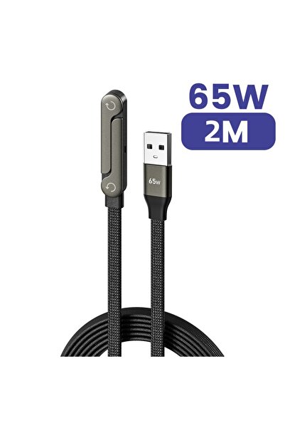 Choice4 Black 2M 65W 2 in 1 USB A to USB C Fast Charging Foldable Phone Holde...
