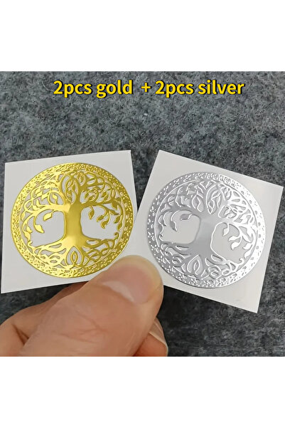 Choice6 2 gold and 2 silver 1/2/4Pcs Tree of Life Pattern Metal Stickers, Dec...