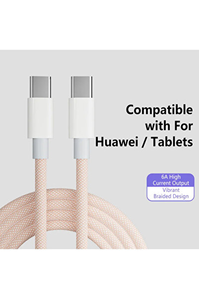 Choice1 1m Orange 1Pcs 100W Super Fast Charge Cable Colorful Type-C To C Brai...