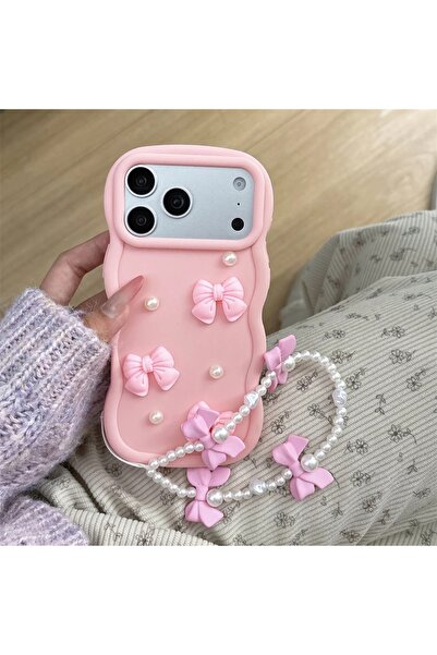 Choice15 iphone 11 Pink 3D Cute Kawaii Bowknot Wavy Edge Phone Case with Pear...