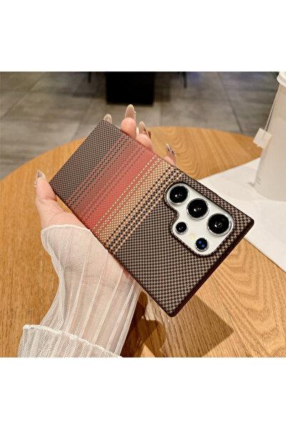 Choice29 For Note 10 Plus Brown Ultra Thin Magnetic Carbon Fiber Texture Case...