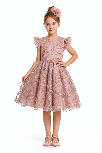 Mnk Baby&Kids Floare Girl's Evening Dress M00850 Pudra