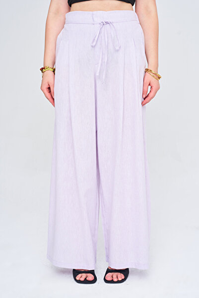 Orfeo Negro Women's Elastic Waist Drawstring Wide Leg Solid Color Trousers