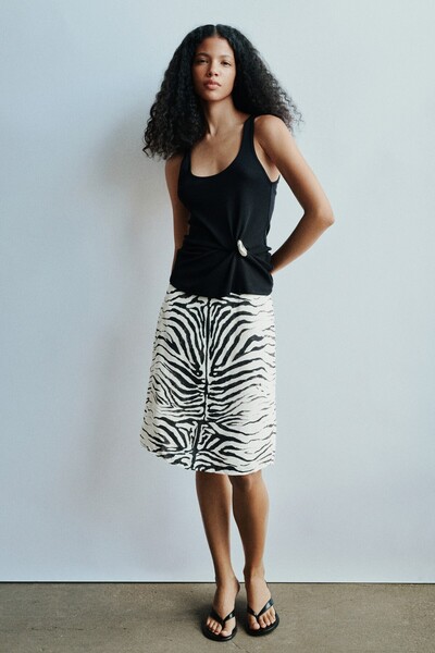 Pull & Bear Zebra desenli midi etek