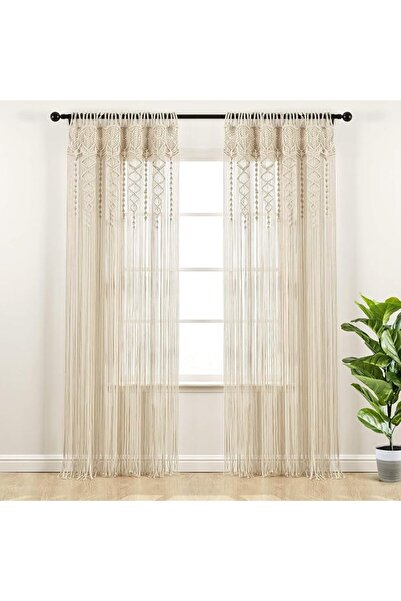 Lush Decor Boho Macrame Textured Cotton Window Curtain/Room Divider/Doorway/W...