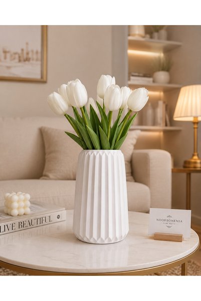 NOORBOHEMİA Bohem Stil Dekoratif Vazo – Modern Şık Ev ve Salon Dekoru