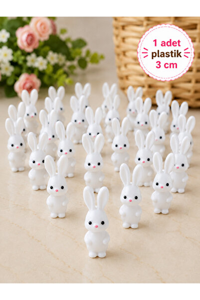 Filkorium3D 3 cm Mini Plastik Tavşan Figür – Sevimli Hediyelik Dekoratif Süs ...