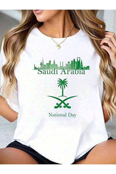 MUZİ قميص للرجال والنساء بمناسبة اليوم الوطني السعودي، مصنوع من القطن 100%، م...