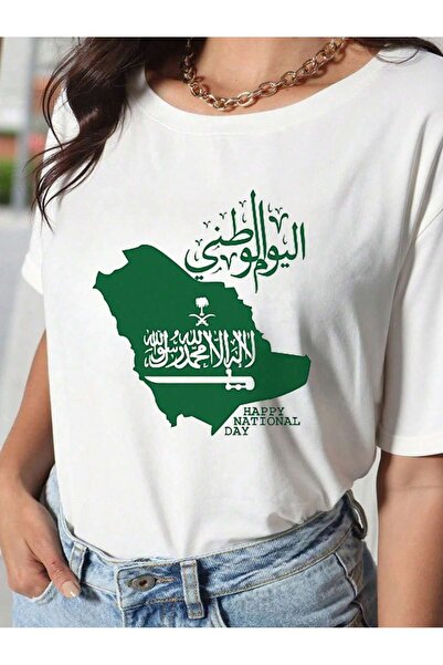 MUZİ قميص للرجال والنساء بمناسبة اليوم الوطني السعودي، مصنوع من القطن 100%، م...