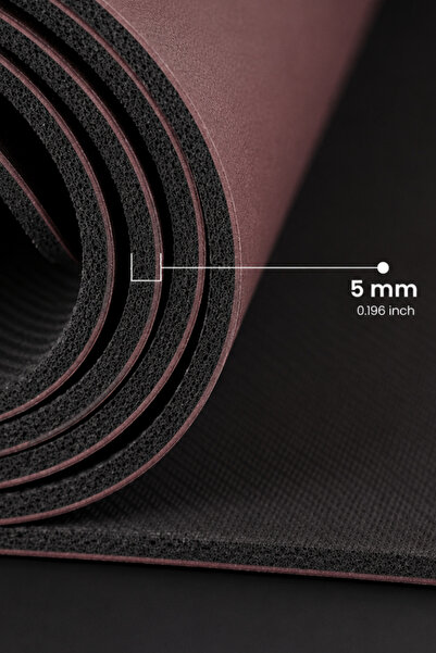 Rebuwo Doğal Kauçuk Kaydırmaz Yoga ve Pilates Matı 5 mm - Bordo Desenli