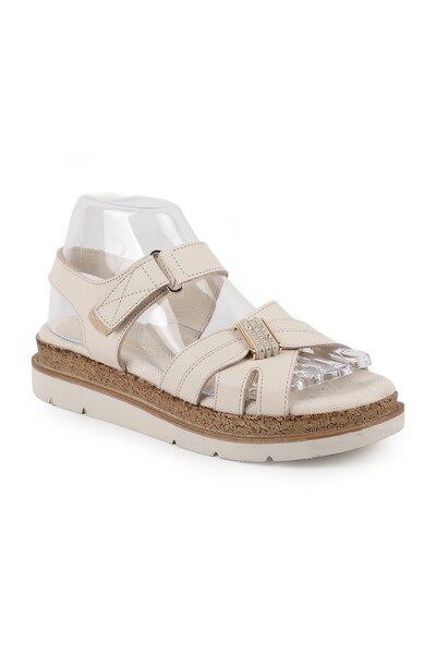 Mammamia Women's Sandals Daily Genuine Leather Stoned Cross-Strapped Anatomic...