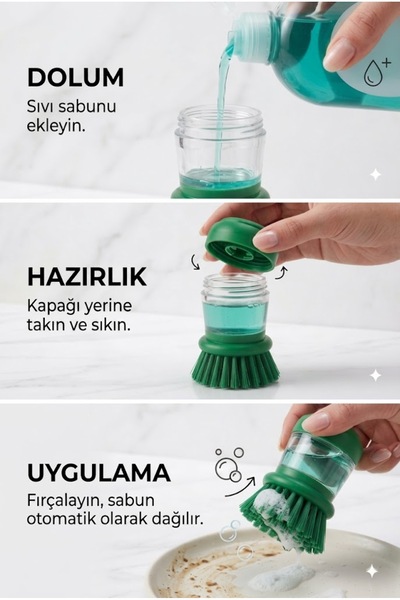 Sowo Home Dishwashing Brush with Detergent Container - Practical Kitchen Clea...