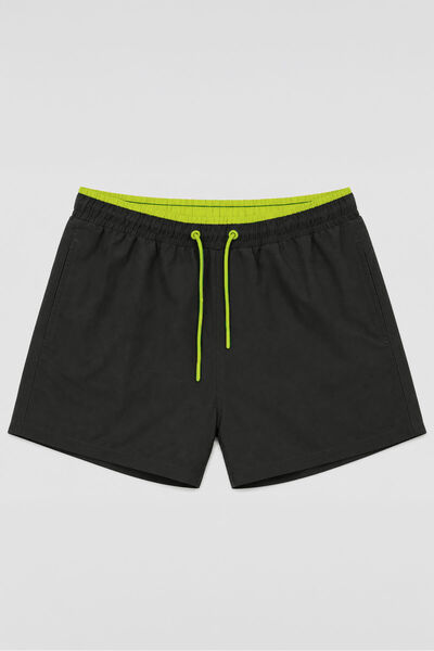MARKAPIA Men's Black Turquoise Quick-Drying Mesh Black Swim Shorts with Pockets