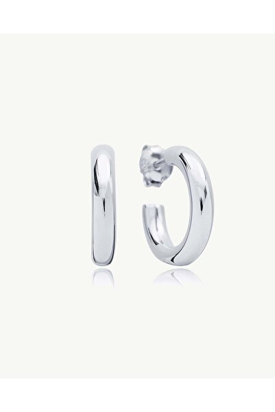 Stemma Jewelry Cercei Half Hoops din Argint 925, Placat cu Rodiu