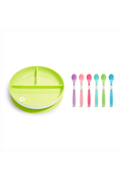 Munchkin Fixed Vacuum Feeding Plate |   6 Months+, 3-Compartment Green and So...