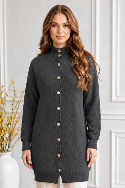 benguen Patterned Beard Cardigan N3324 Anthracite