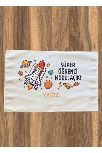 Elbasan Tekstil Kişiye Özel Beslenme Örtüsü 35 x 50 cm İsim Yazılabilir Roket