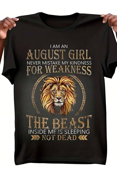 2BIR I Am An August Girl Lion Graphic Shirt Casual Cotton T - Shirt, Daily Pa...