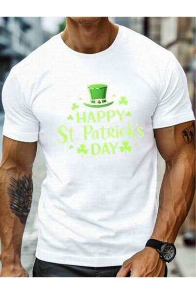 2BIR HAPPY St Patrick S DAY Print, 220g Pure Cotton, Casual Crew Neck, Perfec...