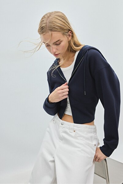 Stradivarius Kapüşonlu fermuarlı sweatshirt