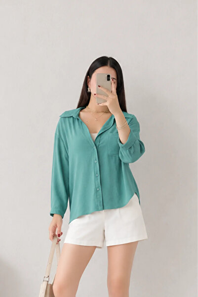 BELENDİR Ayrobin Women's Shirt with Pockets Green
