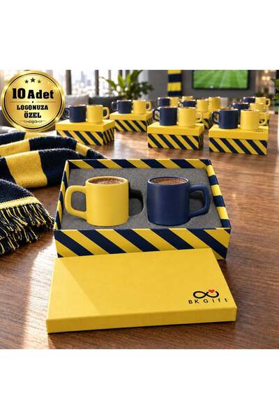 Bk Gift Personalized with Your Logo: 10 Pieces Boxed Yellow and Navy Blue Fan...