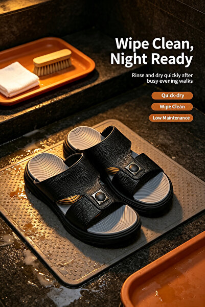 Al Masheel Store Men's Leather Slippers Made in Saudi Arabia - Ultra-Light - ...