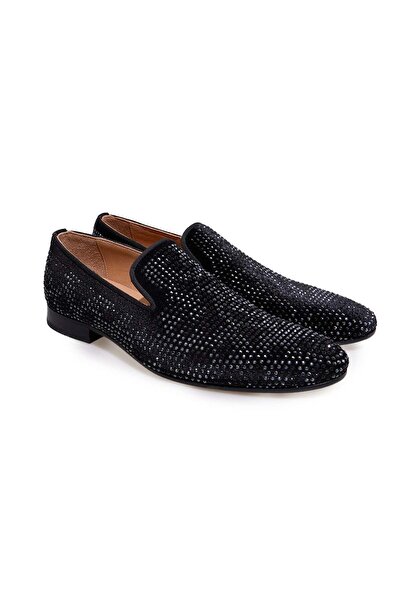 FRANCO CALVANI Black Color Laceless Genuine Leather Men's Shoes