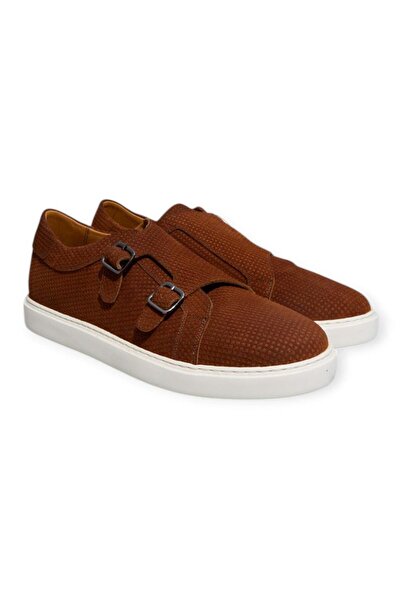 FRANCO CALVANI Brown Laceless Genuine Leather Men's Shoes