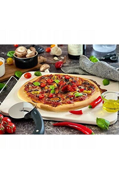 NO BRAND Set GEFU DARIOSO: Cuțit pentru pizza + piatră cu suport dreptunghiular