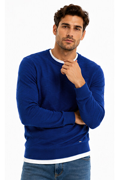 Pulltonic Men's Crew Neck Abstract Patterned Knitwear Sweater