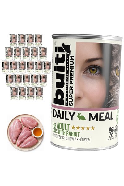 Bulti Hrană umedă zilnică pentru pisici adulte, cu iepure, la conservă, 24x400g