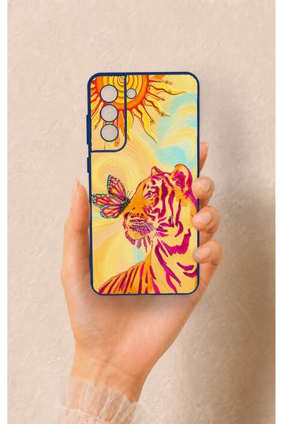 Vip Case Samsung-S21Fe Compatible Tiger of the Sun Patterned Silicone Case