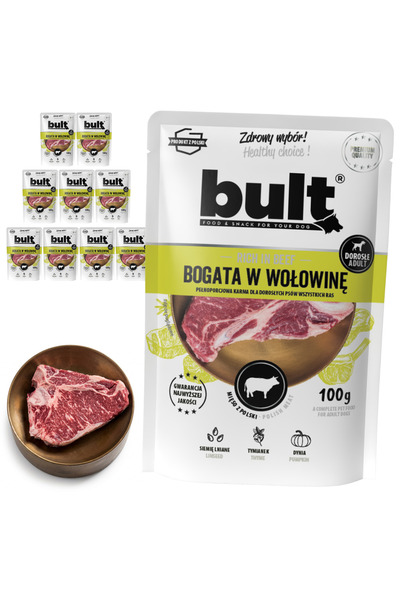 Bult Hrană umedă completă pentru câini, bogată în vită, pliculețe 10x100g