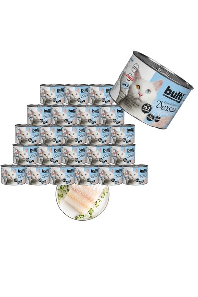 Bulti Hrană umedă completă pentru pisici, bogată în cod, conservă 24x200g