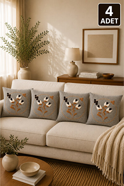 SEVMİŞ HOME Set of 4 Punch Throw Pillow Covers – Same Color and Pattern – Dec...