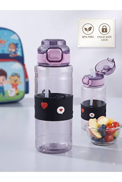 tüftürük 800 ml Neck Strap Drawstring Teddy Bear Patterned Water Bottle with ...