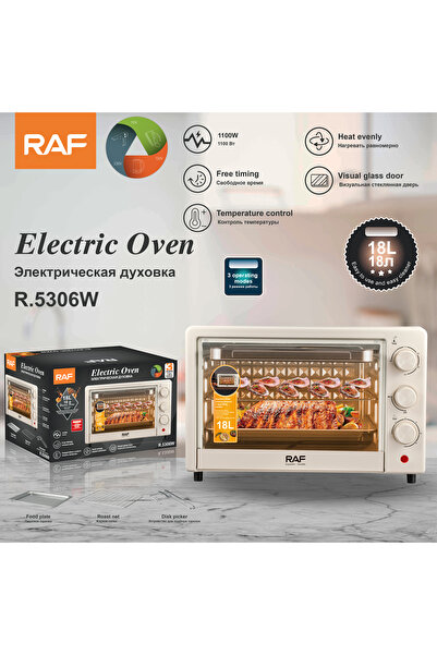 RAF فرن كهربائي صغير 1100 واط 18 لتر، تحكم ميكانيكي - ضمان 3 سنوات R.5306W
