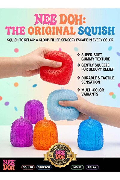 Schylling NeeDoh Gumdrop Sensory Squishy Toy – Original Gloop-Filled Textured Stress Ball | Soft Gummy Tactile Fidget Toy for Adults & Kids | Anti-Stress Office Desk Accessory for Workplace Focus & An
