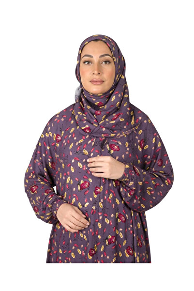 SDD شرشف صلاة كلوش مشجر بأكمام وطرحة متصلة إسدال صلاة مشجر