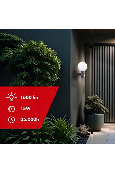 Maclean 2x Lampă LED cu senzor de mișcare PIR, de exterior, IP65, 15W, pentru...