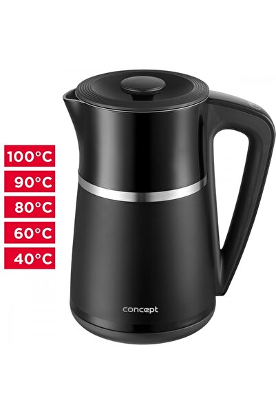 Concept Fierbător electric cu pereți dubli 1.7L, control temperatură cu afișaj