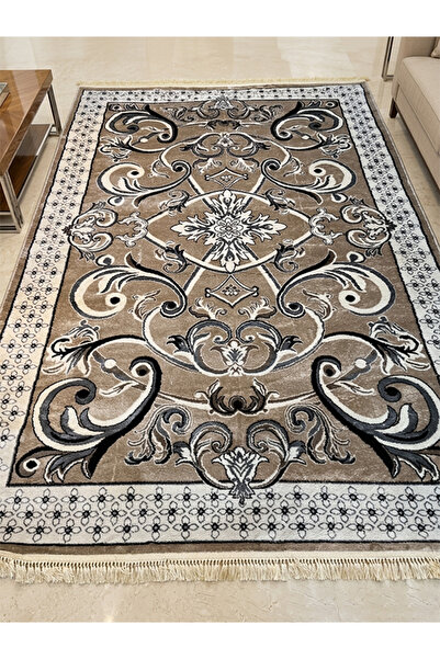 jeel alshabab "Orchid" Turkish Carpet - Classic Patterns in Brown and Cocoa