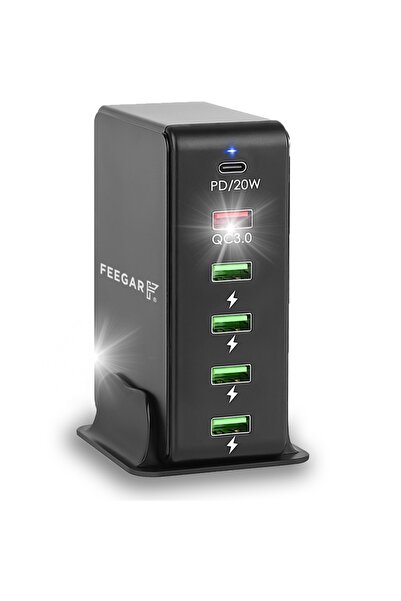 NO BRAND Feegar Tower 6xUSB USB-C PD 86W Încărcător de rețea