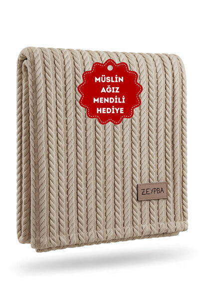 ZEYPBA Knitted Pattern Cotton Baby Pique Baby Blanket Knitwear Blanket Beige ...